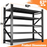 63" W Heavy Duty Garage Shelving, 6000LBS Garage Storage Shelves Industrial Shelving Unit, 5 Tier Adjustable Metal Shelving for Basement, Shop, Warehouse, 63" W x 24" D x 71" H Umeiga