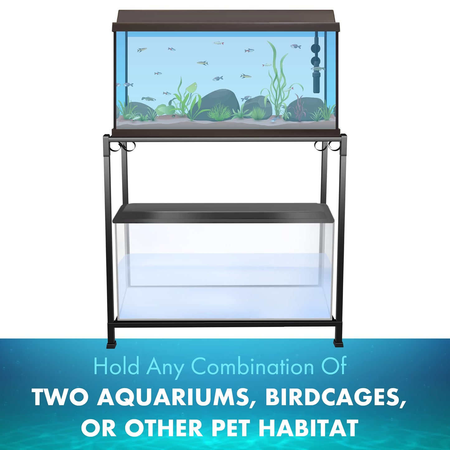 TitanEze 29 Gallon Double Aquarium Stand (2 Stands in 1), Fish Tank Stand, Bird Cage Stand, 32.5" W x 32 "H x 13" D - WoodArtSupply