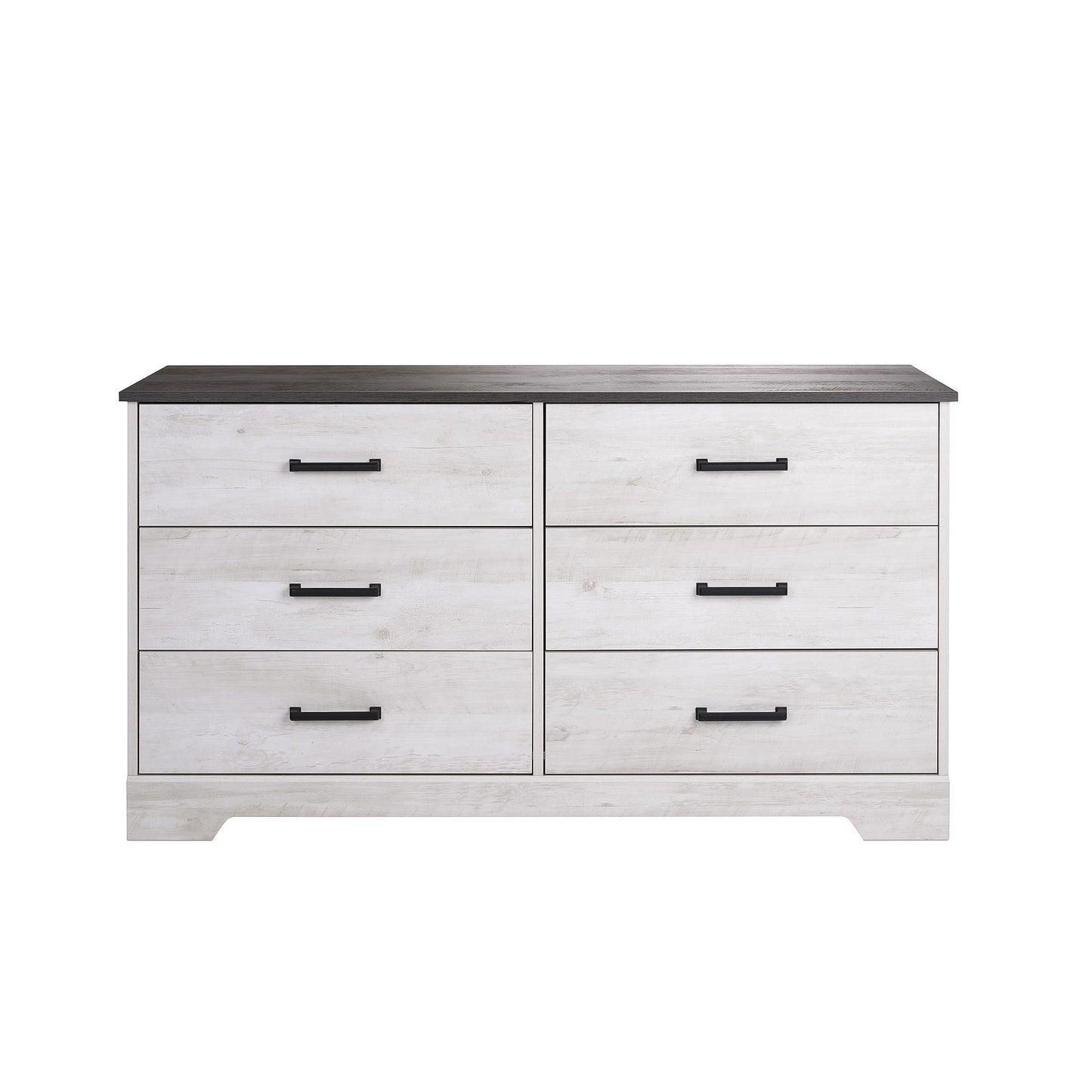 Prepac Rustic Ridge Farmhouse 6-Drawer Chest of Drawers for Bedroom, Wooden Bedroom Drawer Dresser with 6 Storage Drawers, 18.25in x 53.25in x 28.5in, Washed White, ADBR-1606-1 - WoodArtSupply