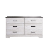 Prepac Rustic Ridge Farmhouse 6-Drawer Chest of Drawers for Bedroom, Wooden Bedroom Drawer Dresser with 6 Storage Drawers, 18.25in x 53.25in x 28.5in, Washed White, ADBR-1606-1 Prepac