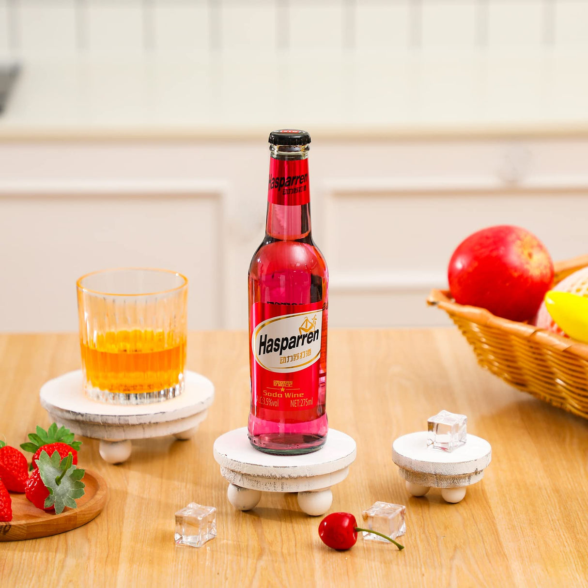 Pedestal Mini Round Riser Stand , Wood, Rustic Farmhouse for Home Kitchen Tiered Tray Decor , 3 Pieces (Washed White, 5/4/3 Inch) Amyhill