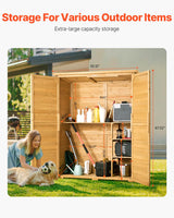 VEVOR Outdoor Storage Shed, Large Wooden Outside Storage Cabinet with Waterproof Roof and Metal Frame, Double Lockable Doors Garden Tool Shed Storage House Cabinet with Shelves, 55.1"x23.6"x67.5" VEVOR