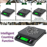 66LB 30kg Large Digital Kitchen Scale Food Scale for Baking Cooking Bread Meat Scales with Tare and Prep Counting LCD Display with Adapter, 6 Unit (Grey, 30kg) LNXDMWMS