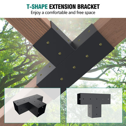 Kinchoix 2 Pack Pergola Bracket Kit T-Shape Elevated Wood Stand Kit T Brackets with Post Base for 4x4'' (Actual 3.5x3.5'') Wooden Beams Lumber Gazebos Patio Pergola Sheds 4 Pc - WoodArtSupply