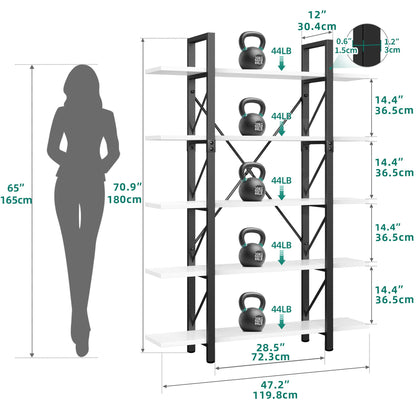 YITAHOME 5 Tier Bookshelf, Freestanding 5 Shelf Bookcases and Bookshelves, Modern Minimalist Furniture Open Display Storage Shelves Books Organizer for Living Room Bedroom Home Office, White