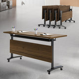 5.3FT Folding Conference Table with Lockable Wheels-Mobile Conference Room Table Foldable Meeting Table for Office Home Classroom Seminar Rooms-Durable,Space-Saving Design,Seats 2-10 People (6PACK) ZanyCajole