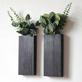 Wlicon 2 Pack Wood Wall Planters Vase for Dried Flowers and Artificial Greenery Plants Holder Wood Wall Decor for Living Room Bedroom Kitchen Home Office Decoration, Modern Farmhouse Wooden Wall Vases Wlicon