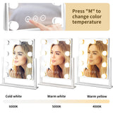 NUSVAN Vanity Mirror with Lights, Makeup Mirror with Lights,3 Color Lighting Modes Detachable 10X Magnification Mirror Touch Control,360°Rotation, White. NUSVAN