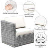Tangkula 8 PCS Outdoor Patio Furniture Set, Rattan Wicker Sofa Set, Sectional Sofa Couch Conversation Set w/Storage Table and 12 Zippered Cushions for Garden Backyard Poolside (White) Tangkula