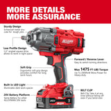 Alloyman Cordless Impact Wrench, 1475Ft-lbs (2000N.m) 1/2 High Torque Brushless Impact Gun, 20V Power Impact Driver, 4000mAh Battery,3 Sockets, Brushless Motor Variable Speeds for Car/Truck RV/Mower Alloyman