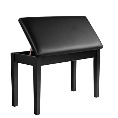 SONGMICS Wooden Duet Piano Bench with Padded Cushion and Music Storage Compartment, Piano Chair Seat, Black ULPB75BK - WoodArtSupply