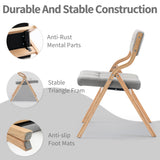 HOMEFUN Folding Chairs with Cushion, Wooden Padded Folding Chairs 2 Pack, Portable and Assembled Folding Dining Chair for Guests Kitchen Office Wedding and Party, Gray HOMEFUN