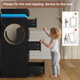 HAUOMS Tall 5 Drawer Dresser with LED Light, Black Modern Chest of Drawers for Bedroom,Closet Dressers with Drawers for Living Room, Entryway, Hallway HAUOMS