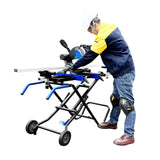 MENIPHIB Folding Portable Tile Saw Stand, miter saw stand with wheels,collapsible and portable, saw stand table, chop saw roller stand, saw horse roller stand, mitre saw stand, Blue, S5250010 MENIPHIB