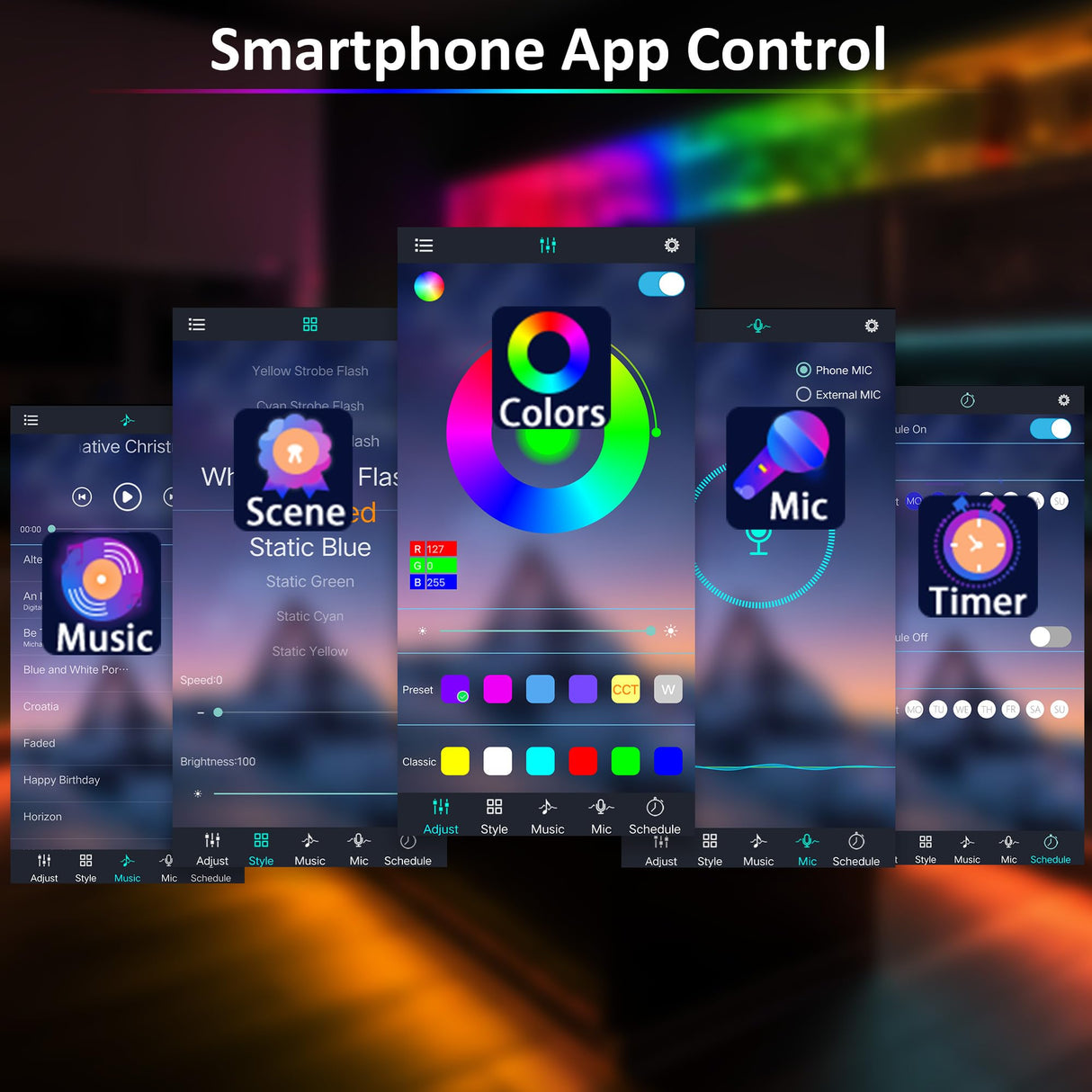 LAFULIT 10 PCS RGB Under Cabinet Lights Kit, App and Remote Control Led Strip Lights, Music Sync Color Changing Led Lights, Plug in Light for Cabinet, Counter, Shelf, Bookcase, 13ft LAFULIT