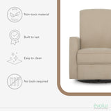 Evolur Harlow Upholstered Power Glider Recliner with USB Charging – Rocking & 360° Swivel with Smooth Glide – Greenguard Gold & FSC Certified – Modern Nursery and Living Room Chair in Fawn Evolur