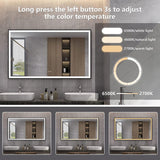 SNUGACE 24"x 40" LED Bathroom Mirror with Black Frame, Stepless Dimmable, Anti-Fog, Shatter-Proof, Memory, 3 Colors, LED Vanity Mirror SNUGACE
