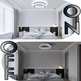 Fintonglan 17.7" Crystal Flush Mount Ceiling Light Fixtures Modern Round LED Chandelier Light Fixture Ceiling Lamp for Living Room Dining Room Kitchen 48W 6000K Finktonglan