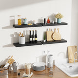 Bellsal Floating Shelves for Wall, Black Engineered Wood Wall Shelf Set of 4, 16" Wall Mounted Floating Shelf for Kitchen, Living Room, Bedroom, Bathroom Storage, Book Shelf for Home Decor Bellsal