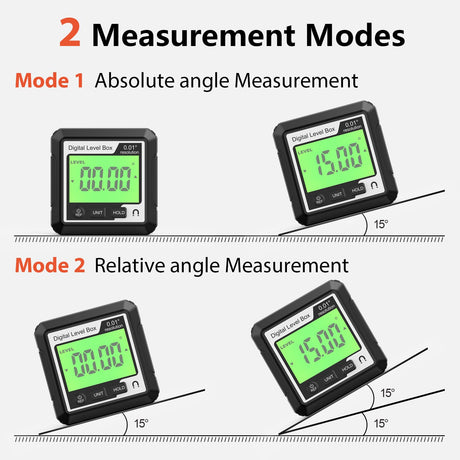 Abizarch Digital Angle Finder Magnetic Angle Gauge LCD Digital Level tool Protractor Inclinometer Level Box Backlit Portable Angle Measurement Tool Battery Operated for Carpentry Building Abizarch