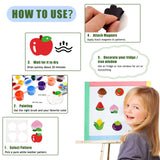 Magnetic Mini Tile Art-DIY Craft Kits for Kids,Fridge magnet painting kit for kids Ages 4-8,Soft Leather Fridge Magnets Craft Paint Set Fruit & Vegetables,Party Favors for Kids 8-12 DerzuanAscent