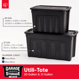 IRIS USA 31 Gallon Heavy Duty Storage Totes with Easy-Grip Handles, 4 Pack - Large Bins with Lids Garage Organizing Tubs, Durable Stackable Utility Containers, Made in USA - Black Iris Ohyama