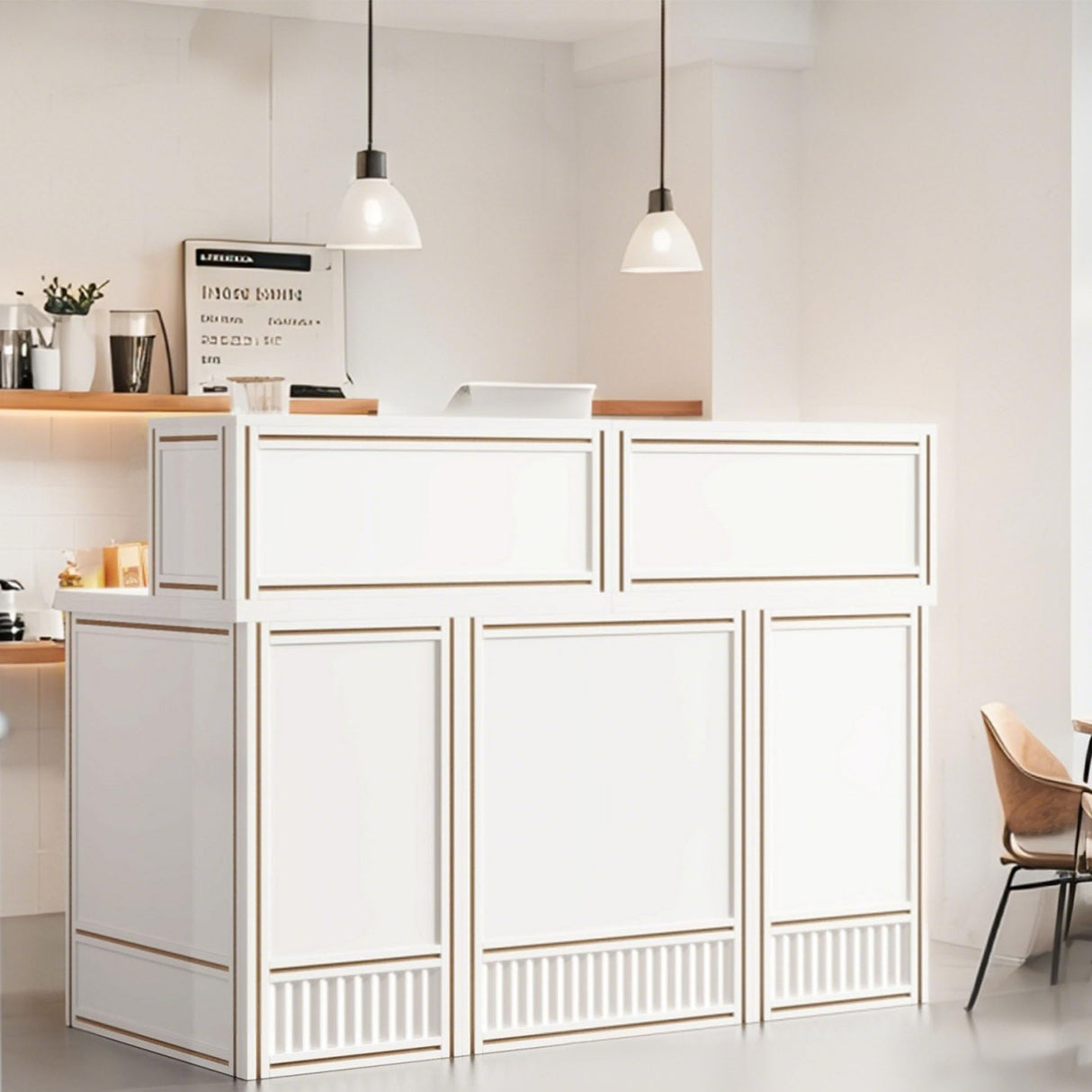 Tribesigns 57" Reception Desk with Counter, Modern Front Desk with Metal Frame, Wooden Retail Checkout Counter for Office, Reception Room, Beauty Salon, Lobby (White) Tribesigns