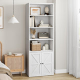 GAOMON Farmhouse 71.4in Tall Bookshelf with Doors - Multi-Functional Wooden Storage Display with 6 Shelves in Grey GAOMON