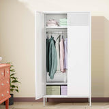 Washsemba Metal Storage Cabinets Locker with Hanging Rod and Adjustable Shelves, 71'' Clothing Steel Storage Wardrobe for Home & Office, School, Employee,Gym(White) Washsemba