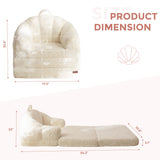 MAXYOYO Folding Sofa Bed, 2 in 1 Convertible Sofa to Lounger Comfy Single Bean Bag Chair for Adults, Floor Sleeper Couch with Handle, Faux Fur Couch Bed for Living Room Bedroom, Beige MAXYOYO