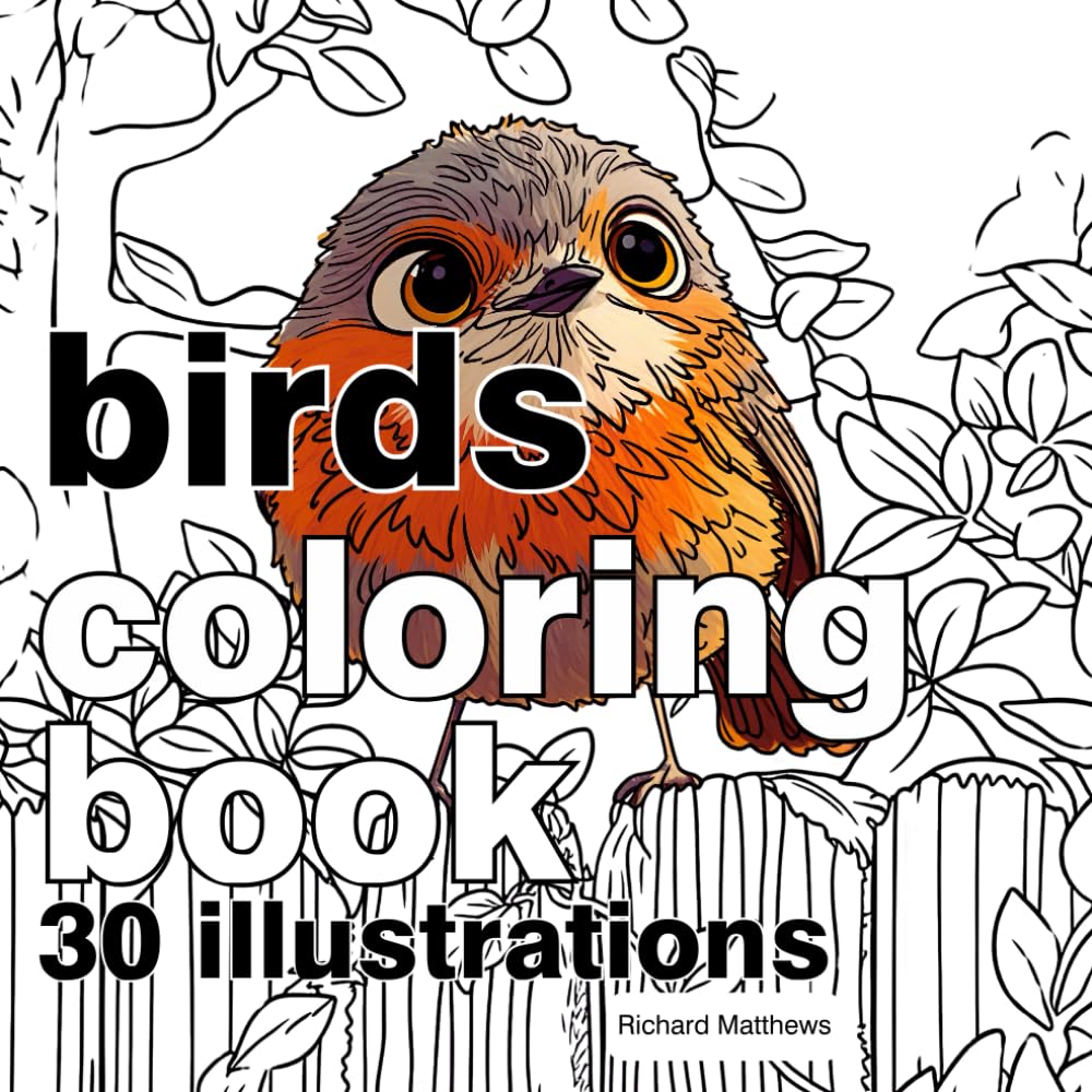 Birds Coloring Book: 30 Illustrations WoodArtSupply