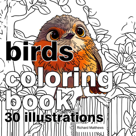 Birds Coloring Book: 30 Illustrations WoodArtSupply