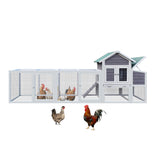YOPTO 122" Large Chicken Coop with Run,Outdoor Chicken Run W/Nesting Box & Perch,Wooden Hen House W/Ramp & Sliding Trays,Waterproof Poultry Cage W/Sloped Asphalt Roof,for 3-4 Chickens,Gray YOPTO