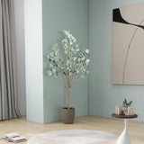 Artificial Eucalyptus Tree, 4FT Tall Faux Eucalyptus Tree, Artificial Plants with Realistic Trunk and Lifelike Leaves for Home Office Decor 4FT Fake Eucalyptus Tree for Home House Office Décor CETRD
