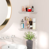 Sezanrpt 7x7 Inch Corner Shelf Wall Mount Set of 2, Acrylic Corner Floating Shelves, Clear Corner Wall Organizer Shelf for Bathroom, Kitchen, Bedroom, Living Room, Dining Room, Office Sezanrpt