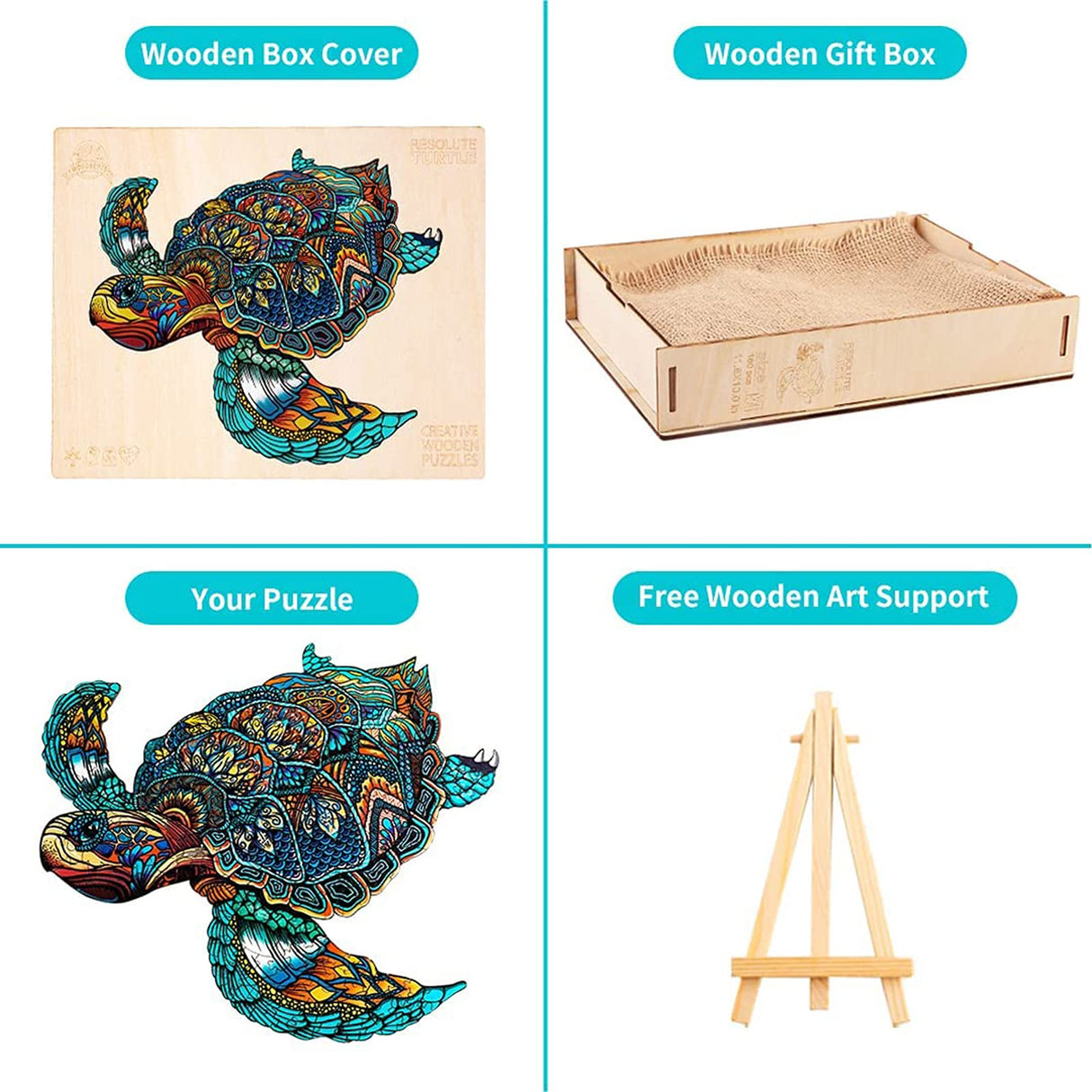 KAAYEE Wooden Jigsaw Puzzles-301pcs 14.9 * 12.6in Sea Turtle Wooden Jigsaw Puzzle for Adult,Nicely Packaged for Gift, Challenging Unique Shape Jigsaw Pieces KAAYEE