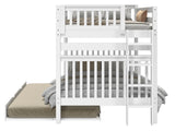 Bedz King BK981EL-Full-Trundle Bunk Bed, Full over Full, White Bedz King