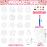 JellyArch 20 Set Flower DIY Painting Kit Ceramic to Paint Your Own Statues Unpainted Plaster Figurines Brushes Acrylic Paints Bags Party Favor for Adults JellyArch