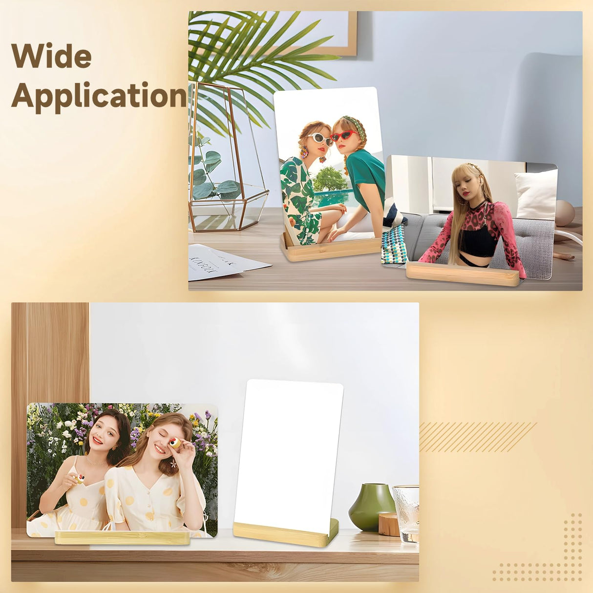 Tideme 6PCS Sublimation Photo Frames Blanks,8'' x 6'' Heat Transfer Metal Picture Frames, Aluminum Sublimation Blanks with 6 Wood Stands, Photo Heat Transfer Panels for Home Office Decoration Tideme