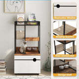 Cat Litter Box Enclosure with Shelve and Cat Scratching Pad, Hidden Litter Box Furniture Cat Cabinet with Cat Feeding Station, 48.4 Inch Wooden Cat Washroom Furniture Indoor Cat House FocusOnHome