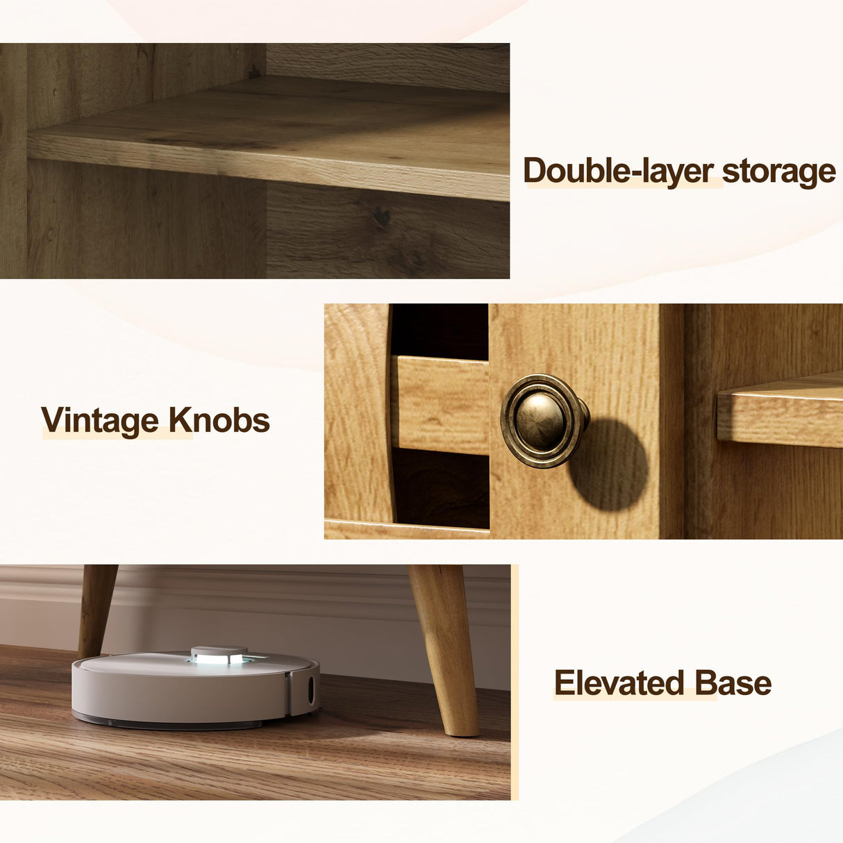 RoyalCraft 63'' TV Stand with Storage, Wood TV Entertainment Center for 65 inch TV, Mid Century Modern TV Entertainment Center with Storage, TV Consoles Cabinets for Living Room RoyalCraft
