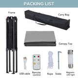 SUNJOY 5 x 8 ft. Grill Gazebo Pop Up Double Tiered Outdoor Gazebo Standing-Height Canopy with Magnetic LED Light, Adjustable Ceiling Height, for BBQ,Picnics, Outdoor Events, Gray Sunjoy