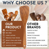 Teak Wooden Utensil Set 6-Piece - Smooth Finish Bamboo Wooden Spoons for Cooking Comfortable Grip, Non Scratch Premium Teak Wood Kitchen Utensils Set Culinary Couture