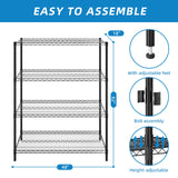 Guan River 4-Shelf Adjustable Metal Shelf Wire Shelving Unit Heavy Duty Storage Rack Display Shelf for Office,Kitchen,Bedroom,Bathroom,Laundry,Pantry Basement,Garage(Black,48" L x 18" W x 62" H) Guan River