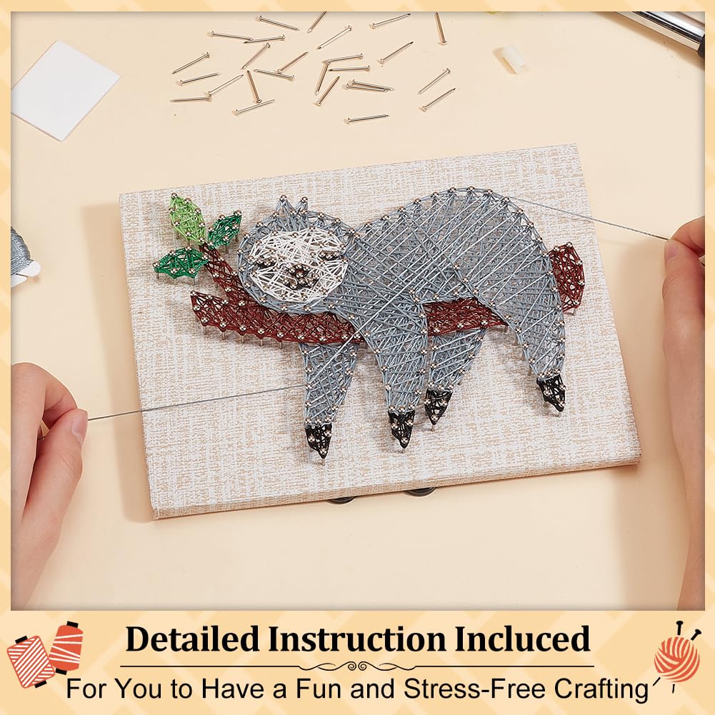WEBEEDY DIY String Art Kit for Adults Beginners, Cute Sloth Animal Nail String Craft Kit, Include All Necessary Accessories and Frame for Christmas Mother's Day Valentine's Day Home Wall Decor Gift WEBEEDY