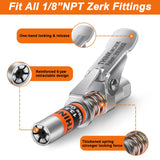 THINKWORK Grease Gun Coupler Set, Strong Lock on Greases Gun Couplers with 90° Grease Coupler Adaptor,12000 PSI Quick Release Grease Coupler Compatible with All Grease Guns 1/8" NPT Grease Gun Fitting THINKWORK