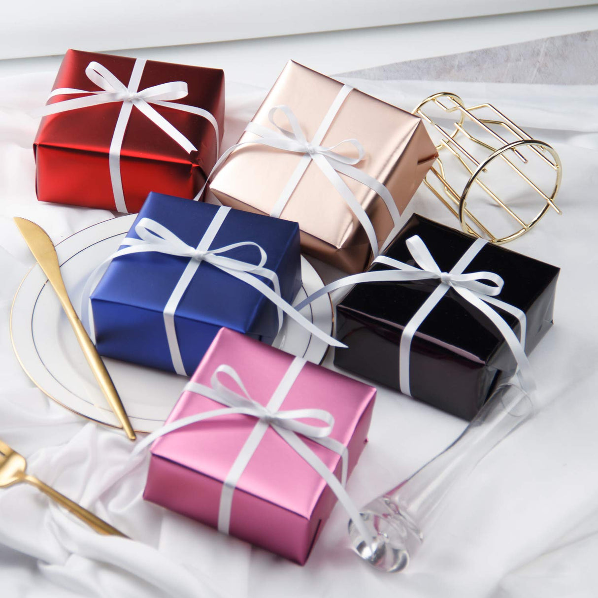 RUSPEPA Red Christmas Wrapping Paper - Solid Color Matte Metallic Red Paper Roll, Perfect for Valentine's Day, Wedding, Birthday, Christmas, Baby Shower, Anniversaries - 17 Inches X 32.8 Feet RUSPEPA