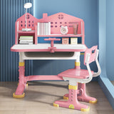 ZTGD Kids Adjustable Study Desk & Chair Set w/Storage,Drawers,Bookshelf,Child Toddler Writing Homework Table,Little Girl Work Computer Desk,Princess Preschool Desk,Escritorio Mesas para Niña (Pink A) ZTGD