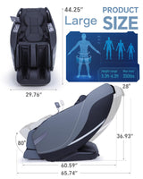 Stylish Massage Chair Full Body Zero Gravity Massage Chair Rocking Sleep Mode 3D SL Yoga Stretch Massage with Heat 12+ Modes Upgraded Calf +11cm Wireless Phone Charge Screen Touch Large Size Black UIIU