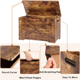 Timberer Storage Chest, Wooden Storage Bench, Entryway Shoes Bench with 2 Safety Hinges, Retro Storage Trunk for Living Room, Bedroom, 15.7 x 31.5 x 18.9 Inches, Rustic Brown Timberer